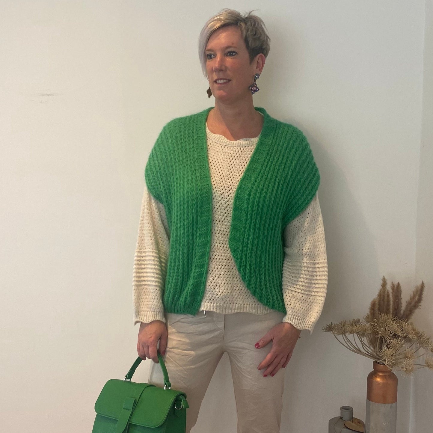 Gebreid vest groen