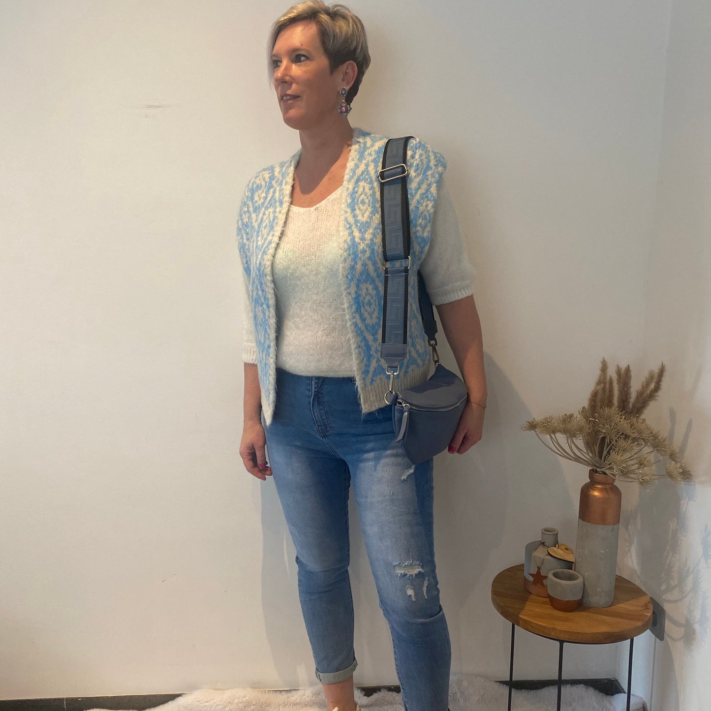 Gilet blauw wit