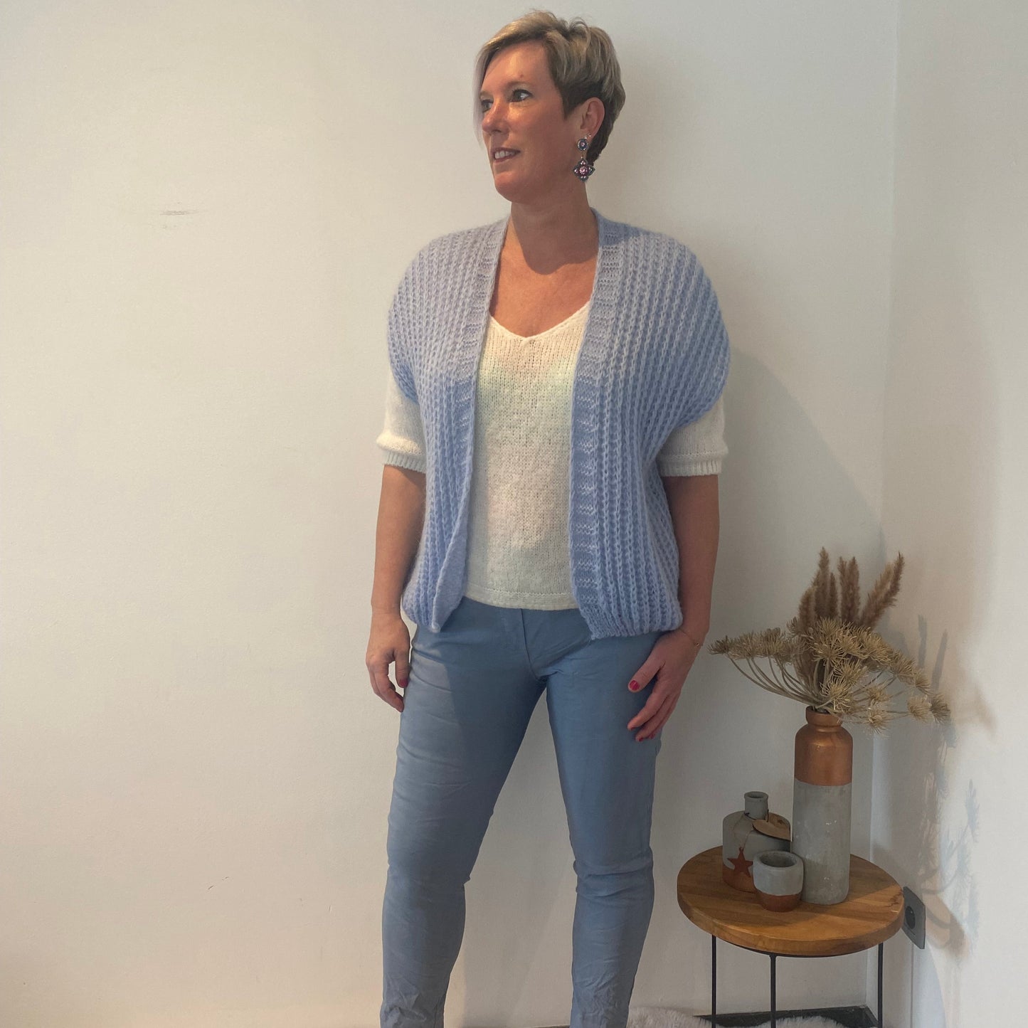Gebreid vest blauw