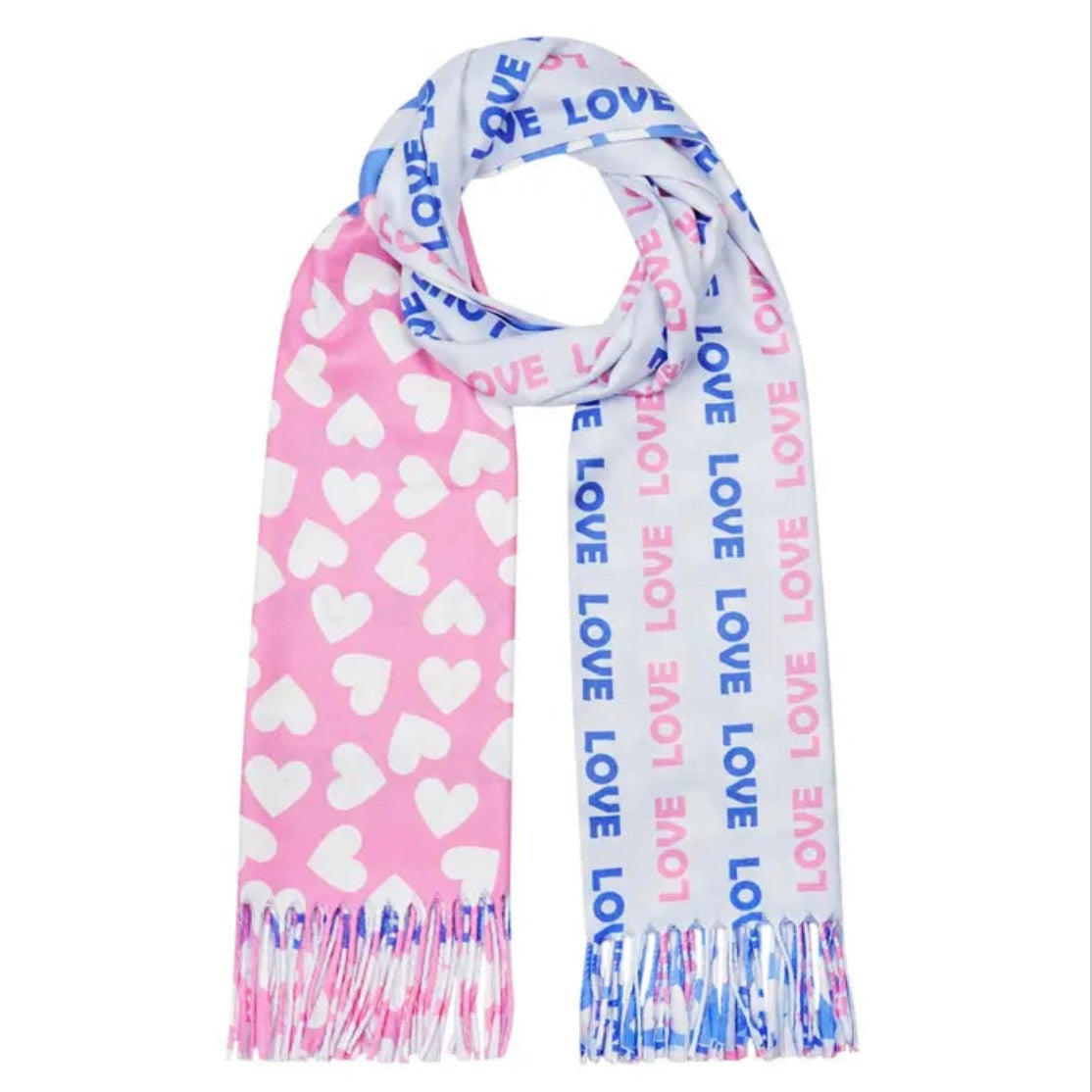 Sjaal Love blauw roze