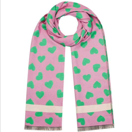 Sjaal hartjes roze groen