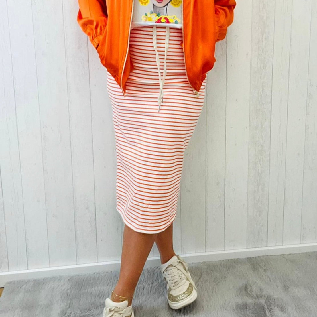 Rok met streep oranje