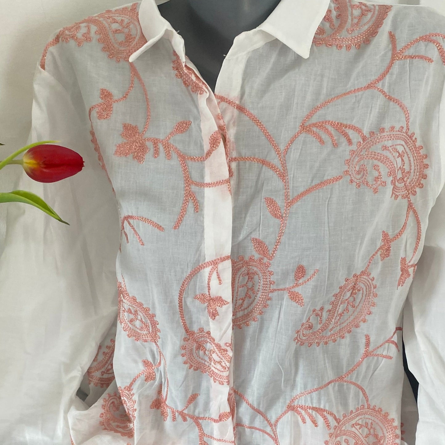 Blouse rose/wit