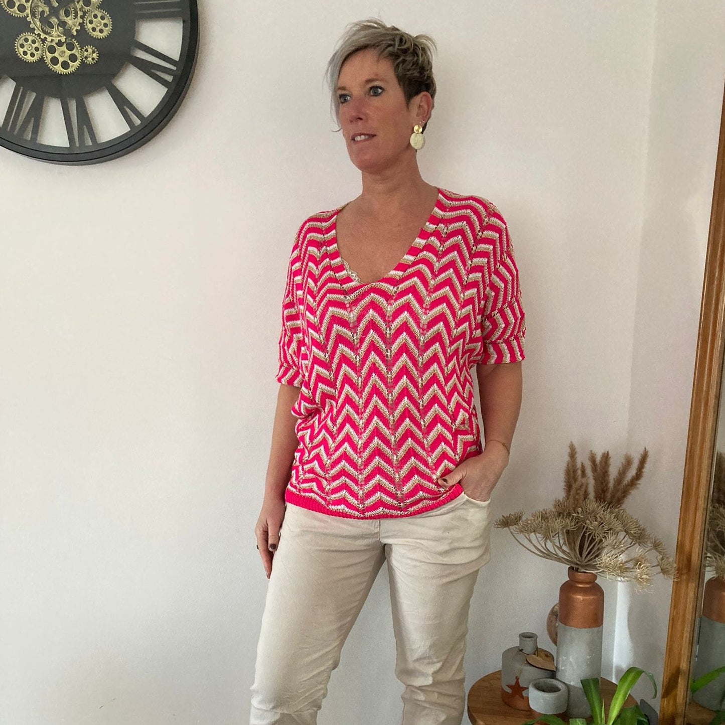 Trui gehaakt roze