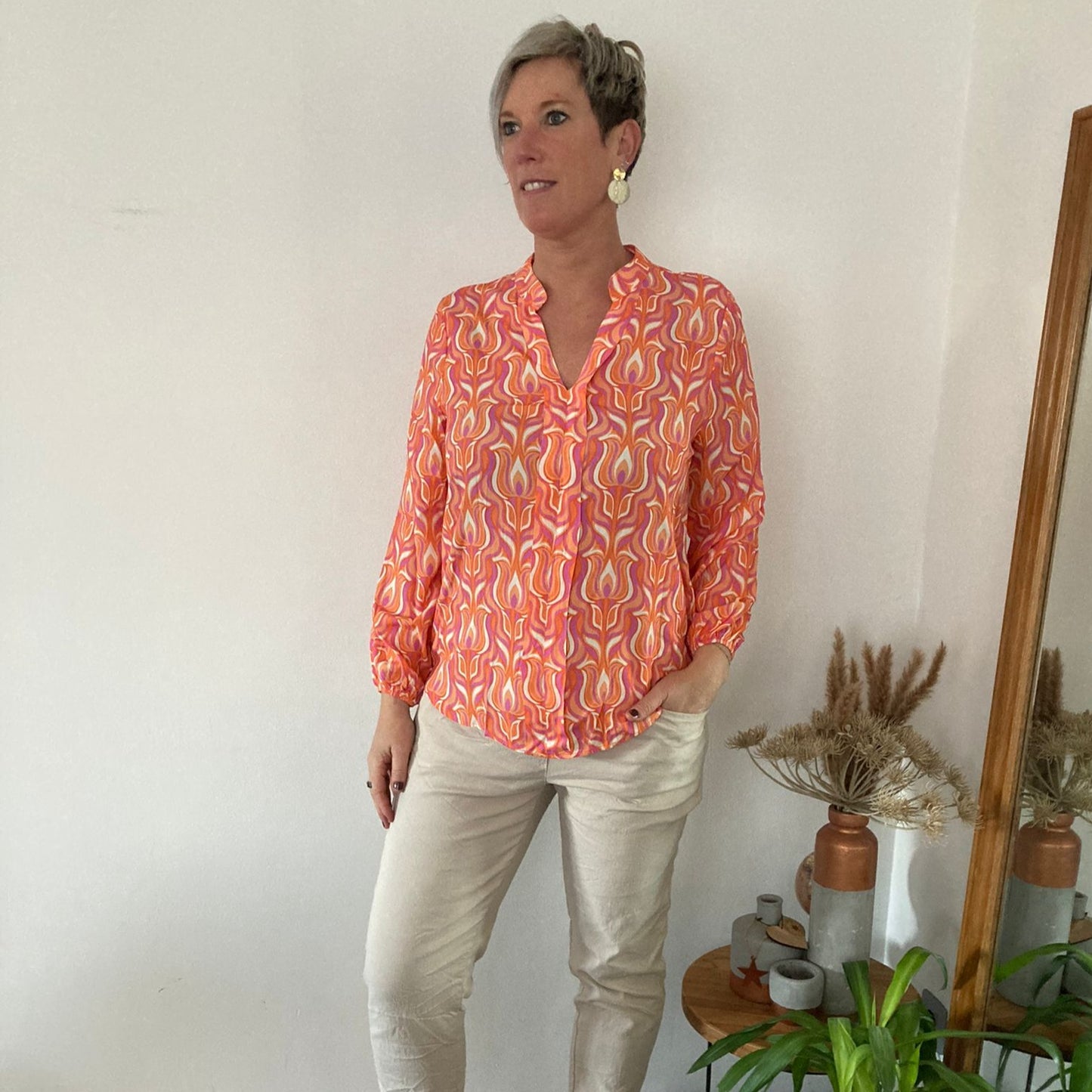 Blouse print oranje