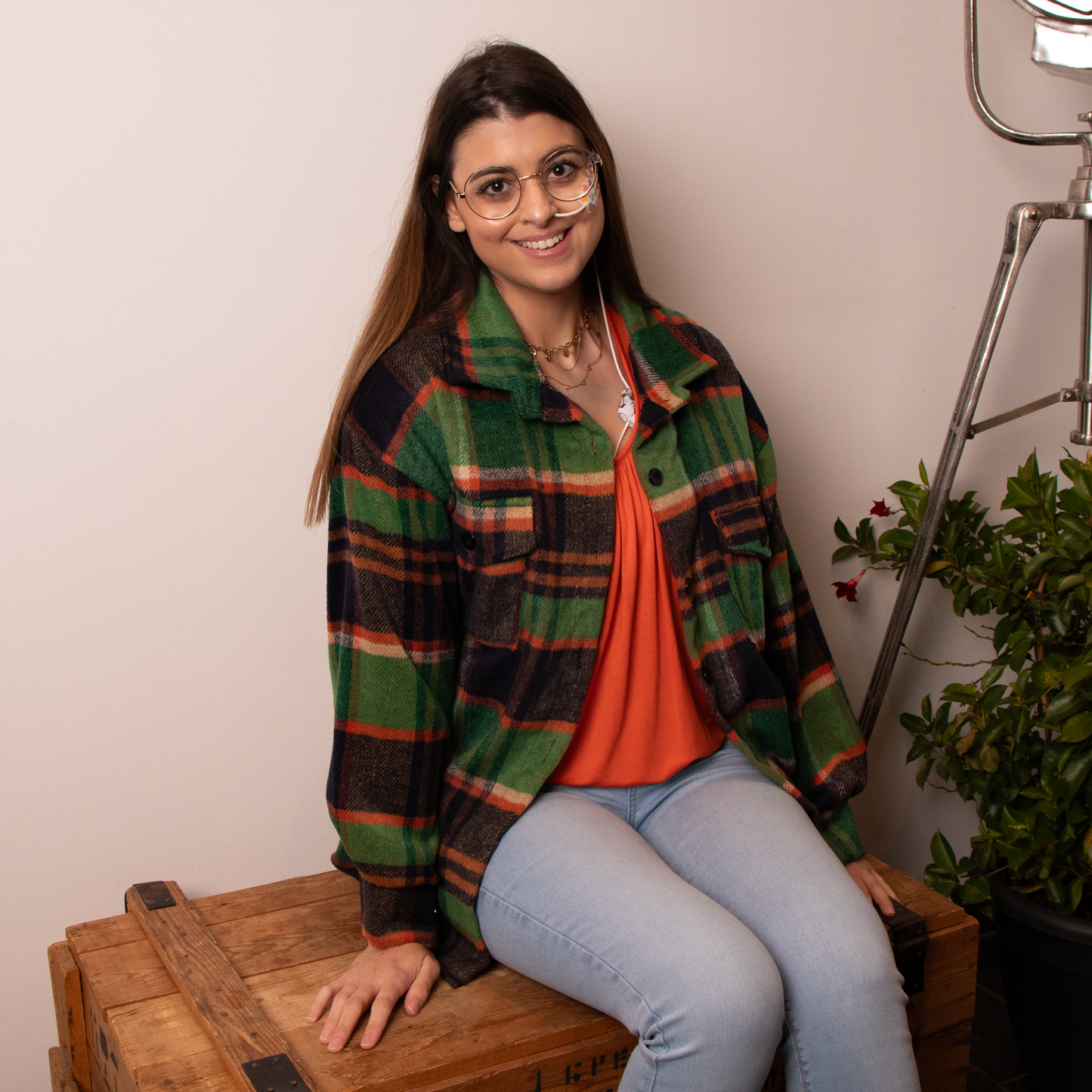 Geruite fleece hemd/vest