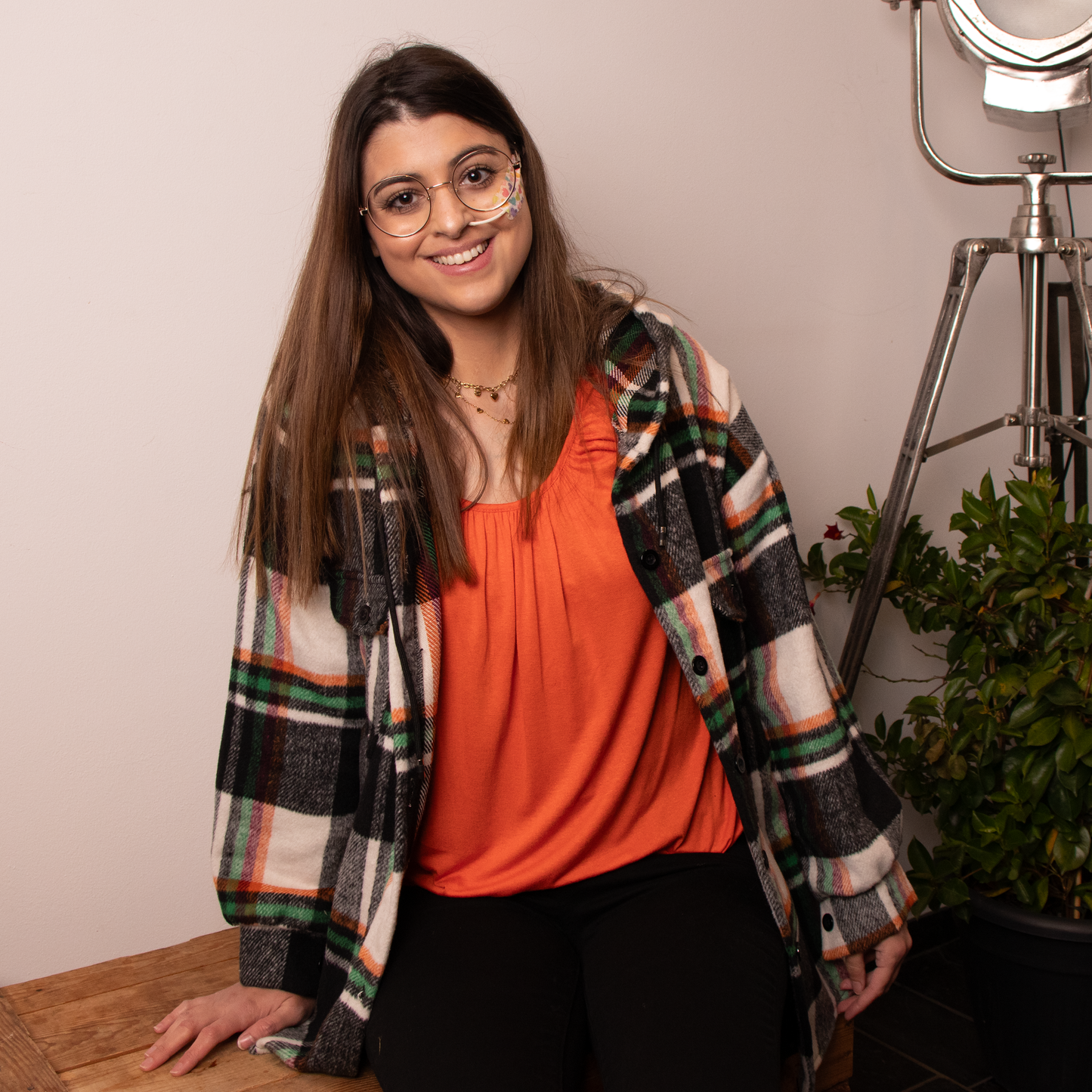 Geruit hemd/vest met capuchon