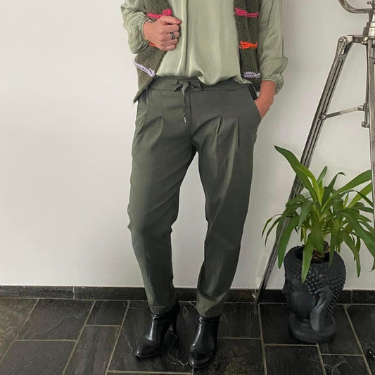 Geklede stretch broek khaki