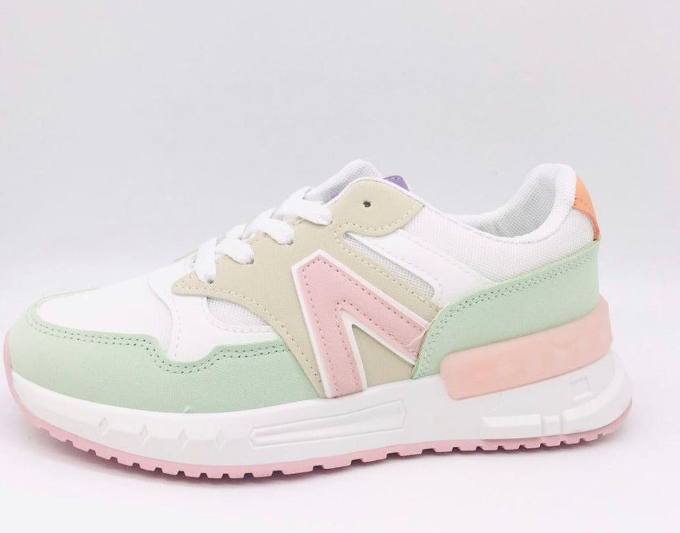 Sneaker groen roze