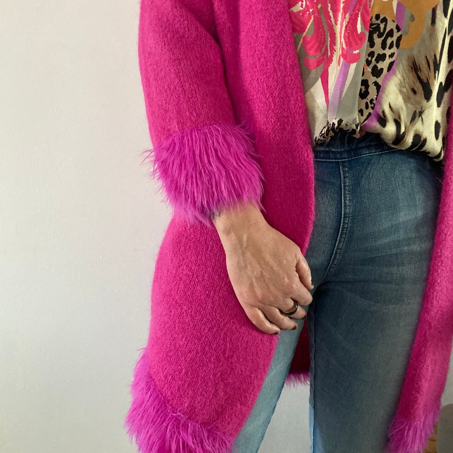 Vest mohair fushia